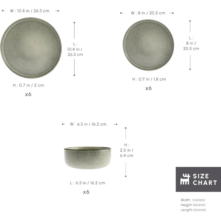 New Skal 18Piece Dinnerware Sets for 6 People Modern Design Stoneware Dinner Set Kitchen Plates Bowls Reactive Glaze Dishwasher