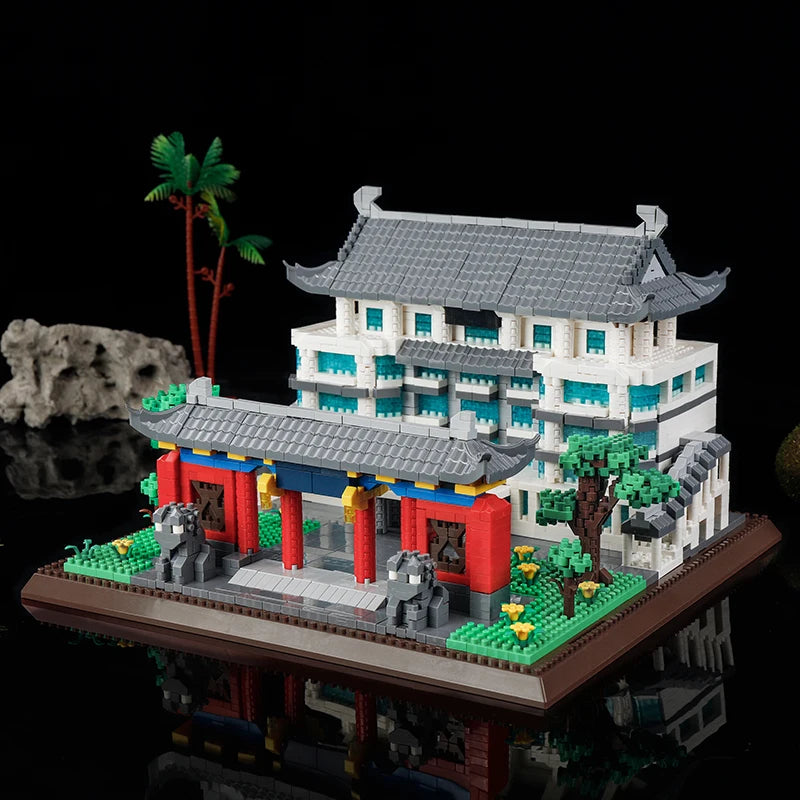 1560 Pieces of Four Famous School Building Blocks, Abs Materials, Mixed Color Building Blocks Assembly, Famous School Building B