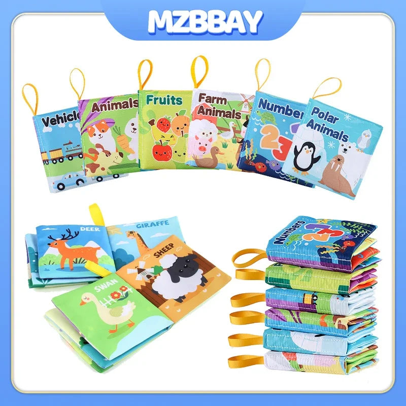 Baby Cloth Book Early Education Toys 0-12 Months Numbers Animal Family Cognitive Toys Soft Baby Books Infant Early Learning Toys