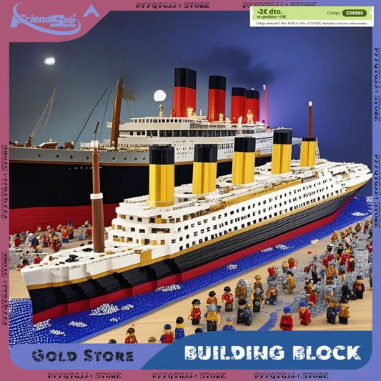 Titanic Building Blocks Cruise Ship Luxury Iceberg Mini Assemble Bricks Model City DIY Model Bricks Toys Kits For Holiday Gifts