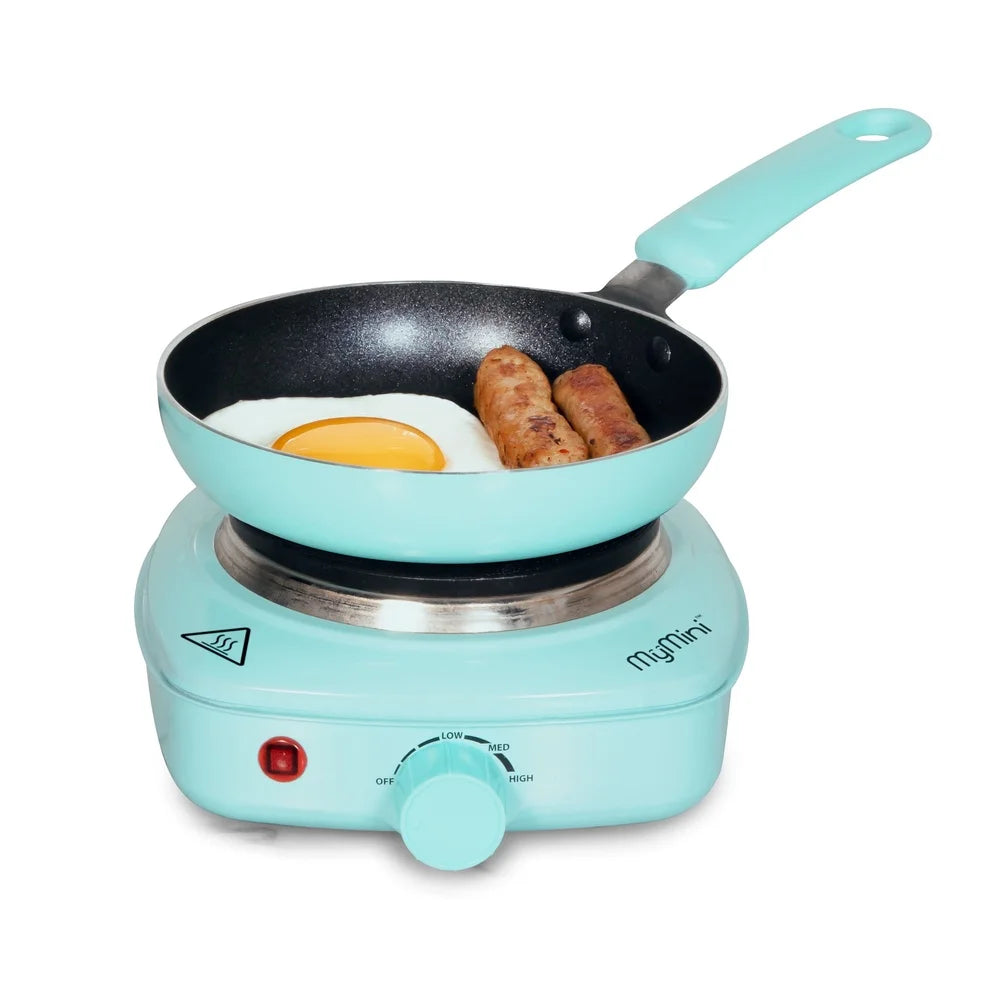 2 Piece Urban Cook Set Non-Stick Frying Pan Temperature Control Hot Plate Compact Cooking Gift College Travel Cooking