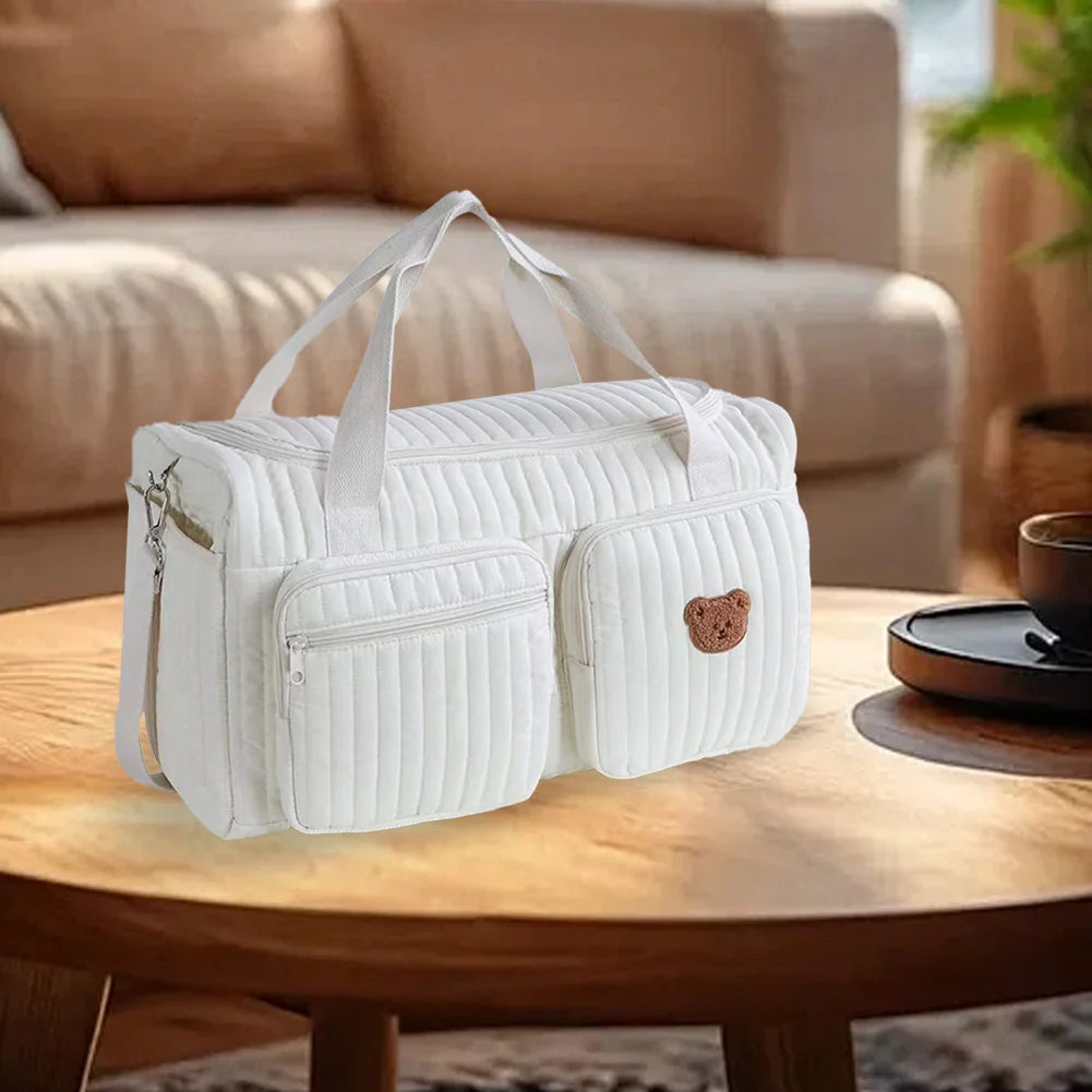 Quilted Baby Diaper Bag Large Capacity Weekender Bag Travel Bag for Hospital and Weekender Travel