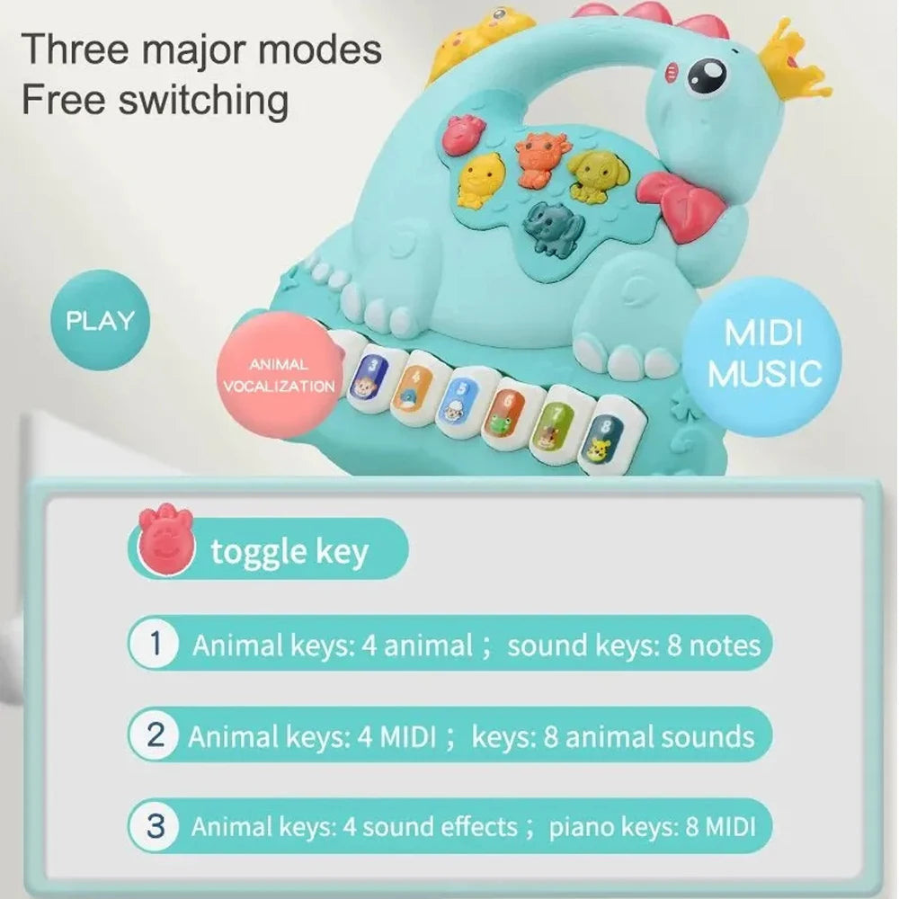 Baby Toys Dinosaur Piano Music Light Up Toys for Boys Girls Infant Toys,Interactive Piano Keyboard Toys for Baby GIifts