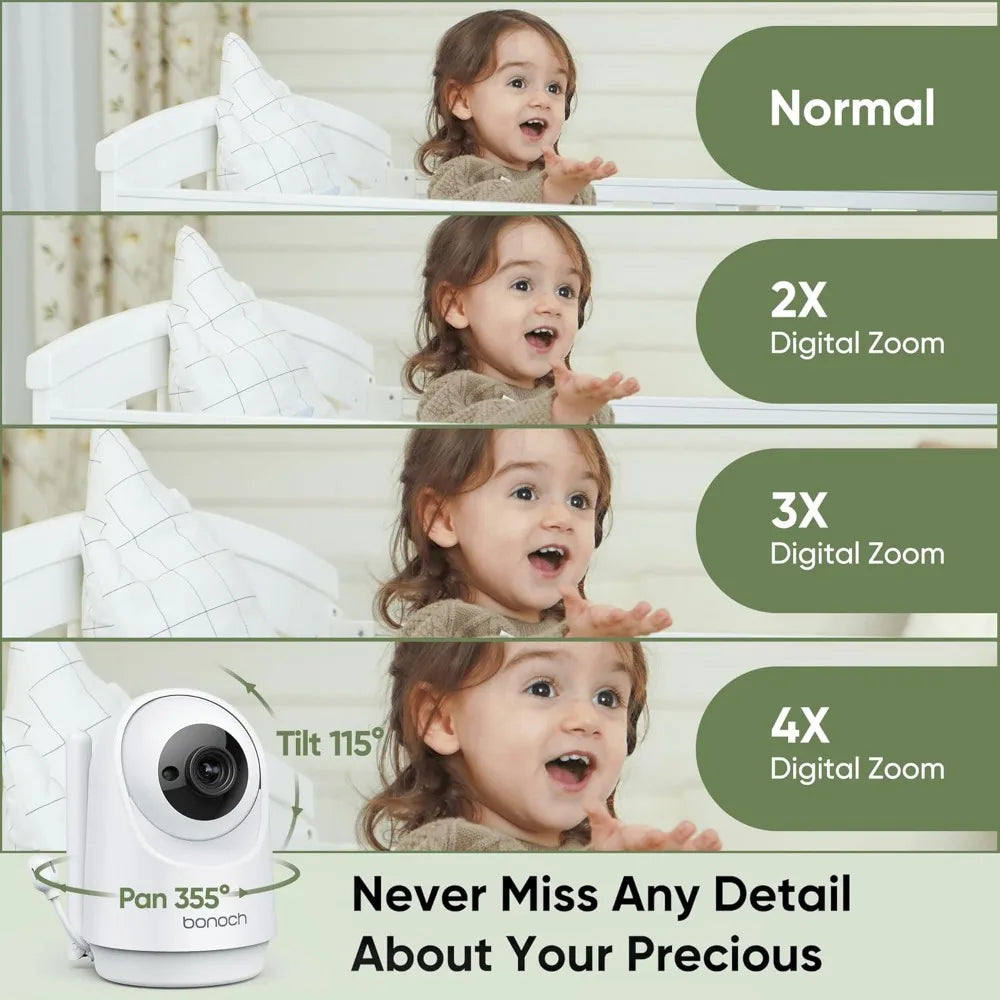 MegaView Baby Monitor, 10" Video Monitor with 2 Cameras, 10000mAh Battery, Quad Split Screen Baby Monitor with Camera and Audio