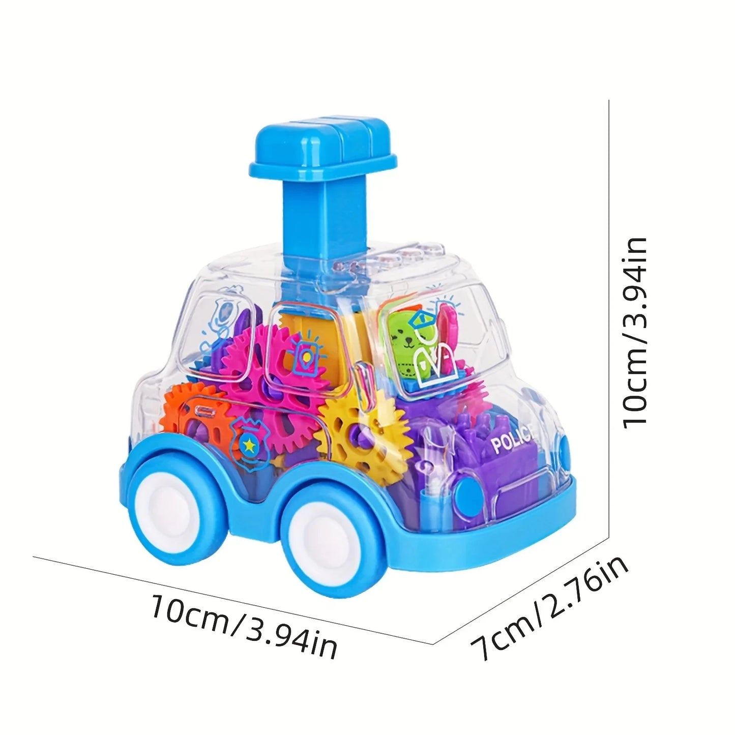 Baby Toy Cartoon Press Gear Car Toy Inertia Pull-back Transparent Car Inertia Rebound Car Birthday Gifts for Kids Boys and Girls