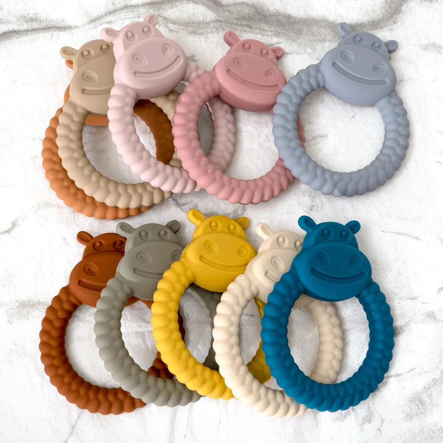 Baby Hand-Held Toys Silicone Ring Teether Toys Particle Feel Molar Chewing Gadget Newborn Oral Care Stop Sucking Accessories