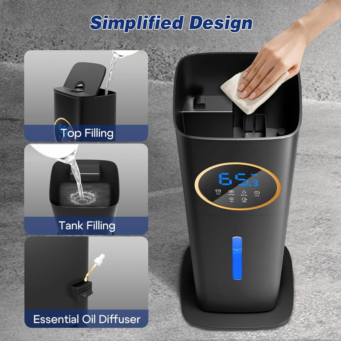 Humidifiers for Bedroom Humidifier large room with Essential Oil Diffuser Top Fill Whole House Cool Mist Humidifiers