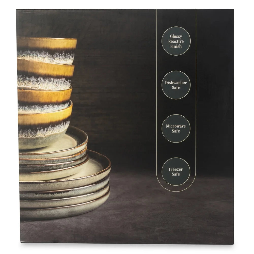 12-Piece Ceramic Dinnerware Set Rustic Design Dishwasher Safe Dinner Plates Salad Bowls Service 4 High-Quality Stoneware