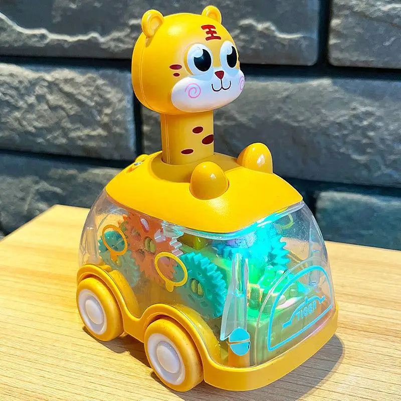 Baby Animal Car Toys Toddlers Press and Go Gear Car 1 2 3 Years Old Pull Back Car Light Up Toy Birthday Gift for Kids Boys & Girls
