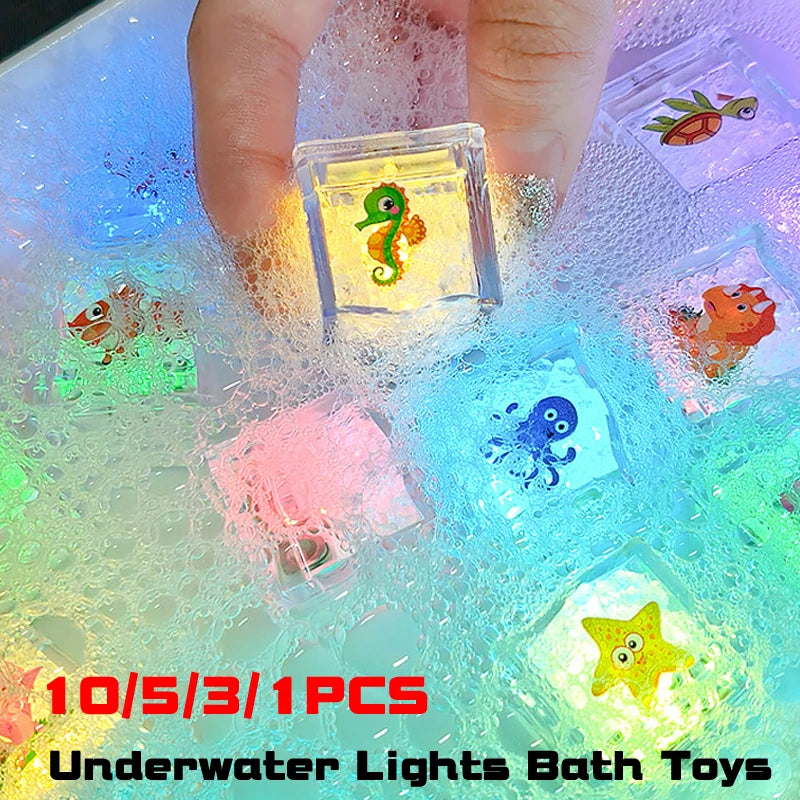 Baby Bath Toys Bathtub LED Light Up Toys Colorful Changing Waterproof Underwater Lights Bath Toys for Boys Girls Birthday Gift