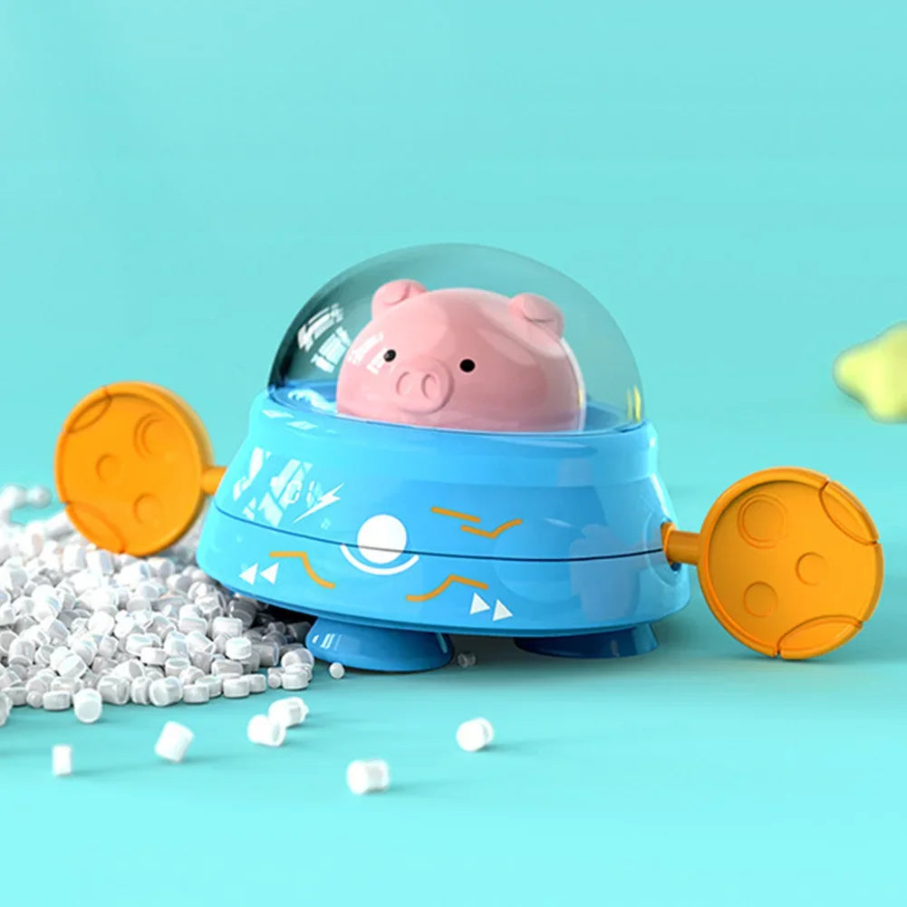 Baby takes a bath and plays in the water, Submarine, winding up animal chain, playing in the bathroom, children's toys