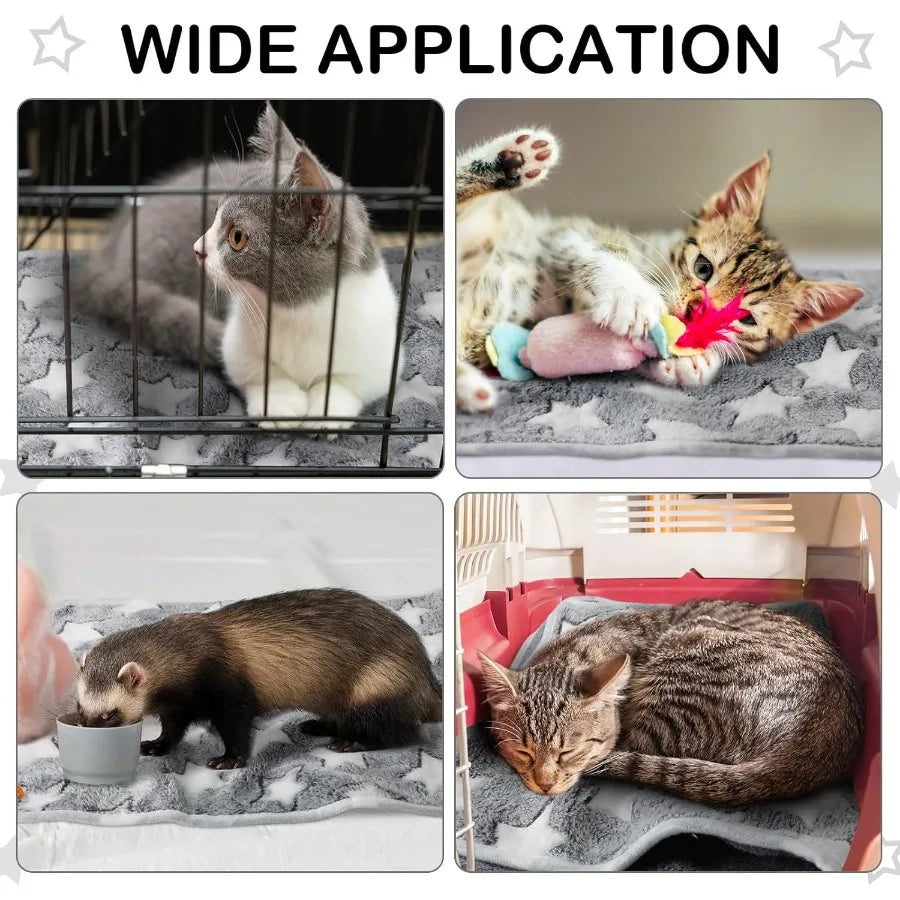 4 Pcs Dog Puppies Cat Blankets Bed Mat Washable Crate Kennel Whelping Pads Reusable Pet Pee Pad Soft Reversible Pet