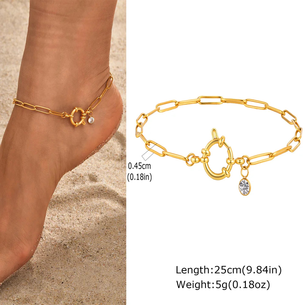 Stainless Steel Heart Anklets for Women, Gold Plated Delicate Anklet Bracelet, Light Luxury Foot Jewelry Party Gifts for Girl