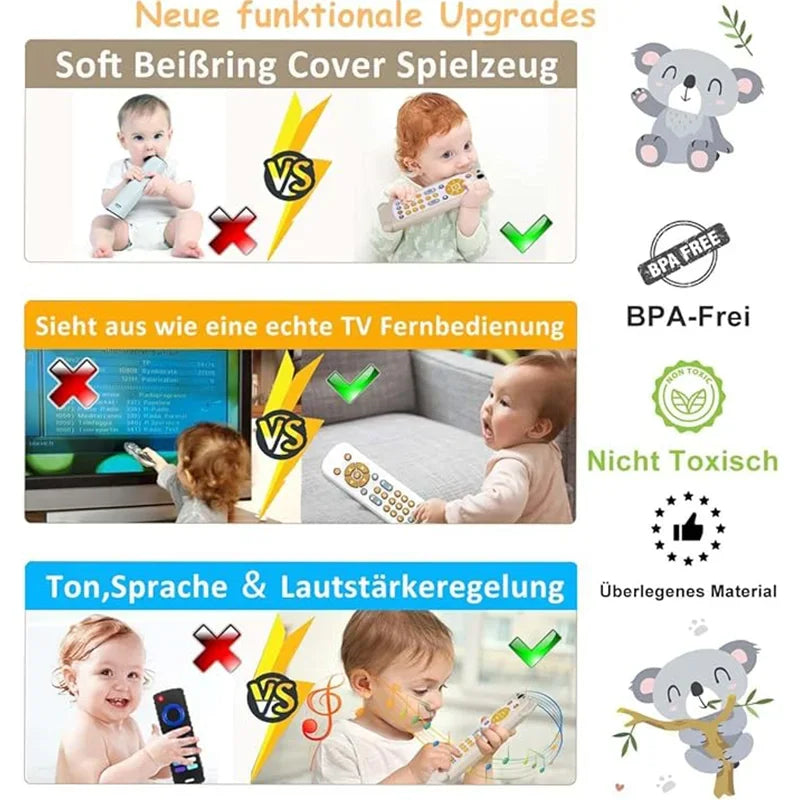 Baby Simulation TV Remote Control Cat Shape Toys Musical Light Sensory Kid Early Educational Learning Montessori Christmas present