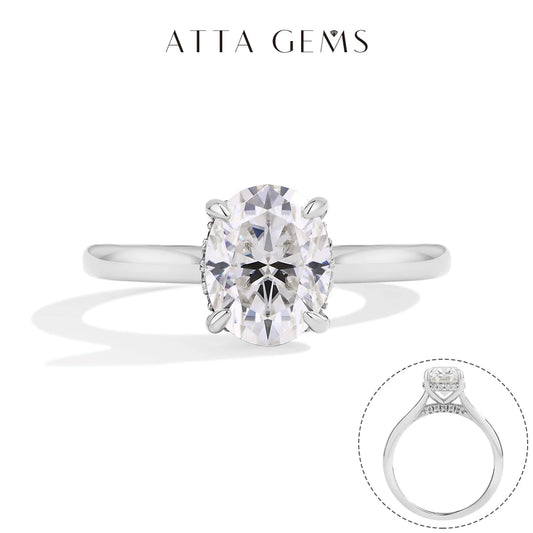 ATTAGEMS Oval cut 9*7mm2CT DVVS Moissanite Ring 925 Sterling Silver for Women Wedding Jewelry High Quality Shipping from the USA