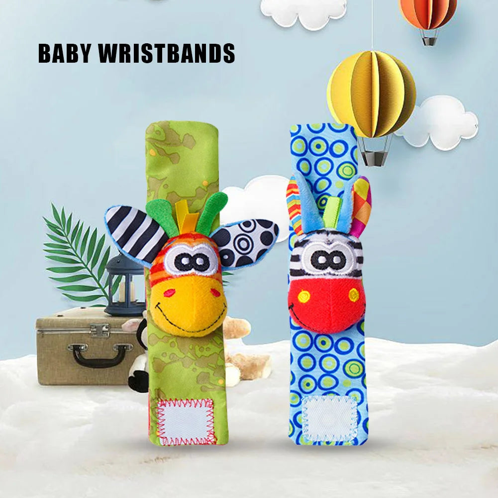 Cute Wrist Strap Rattles Socks Colorful Writleband Rattle Adjustable Brain-Development for 0-12 Months Baby
