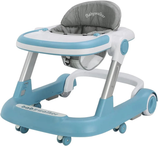 2-in-1 Baby Walker - Foldable, Height-Adjustable Push Cart with Anti-Roll Design , Stylish Baby Gear for 6-18 Months