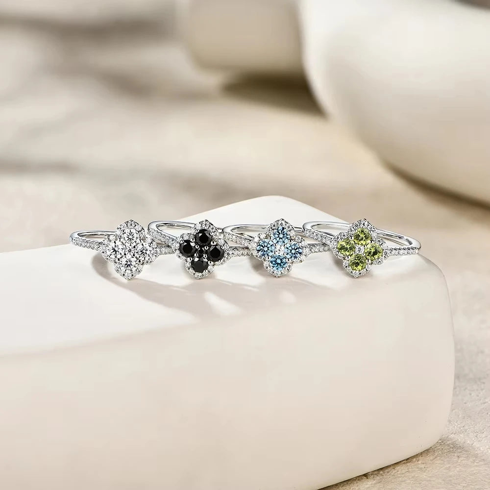 ATTAGEMS Full D VVS1 Moissanite Ring 100% S925 Sterling Silver for Woman Girl Birthday Party Jewelry Gifts Shipping from the USA