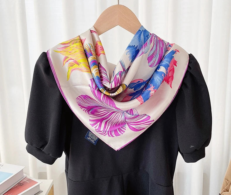 Floral 90 Silk Scarf Shawl Womens 100% Silk