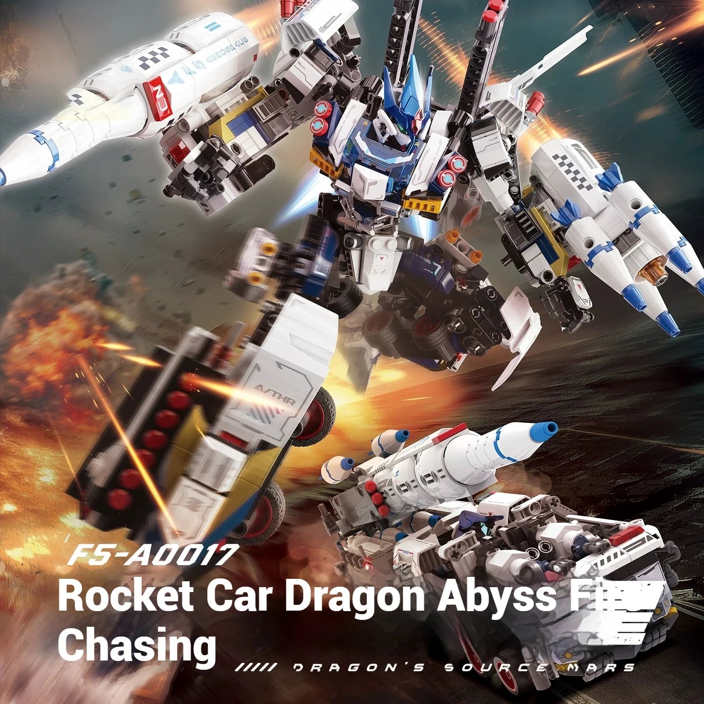 Building blocks car transforming robot toy, DIY assembly model