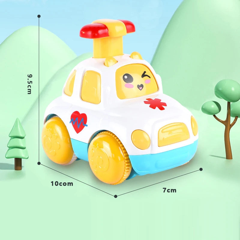 Baby Animal Car Toys Toddlers Press and Go Gear Car 1 2 3 Years Old Pull Back Car Light Up Toy Birthday Gift for Kids Boys & Girls