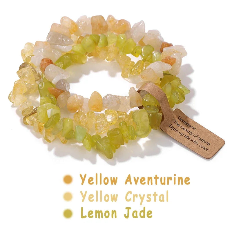 3pcs/set Natural Crystal Gem Stone Bracelet 5-8mm Irregular Amethysts Aquamarine Chips Beads Bracelets Women Men Elastic Jewelry