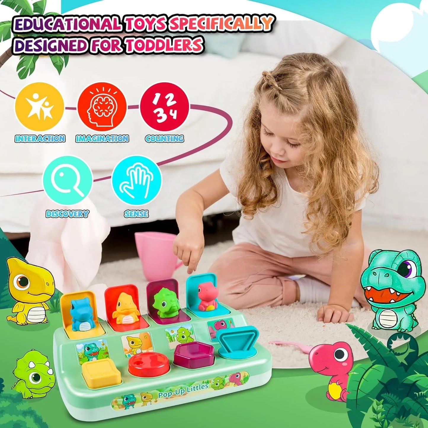Pop Up Animal Toy, Interactive Baby Toys for 1-3 Year Olds, Montessori Cause & Effect Toys, Early Learning Toys for Toddlers