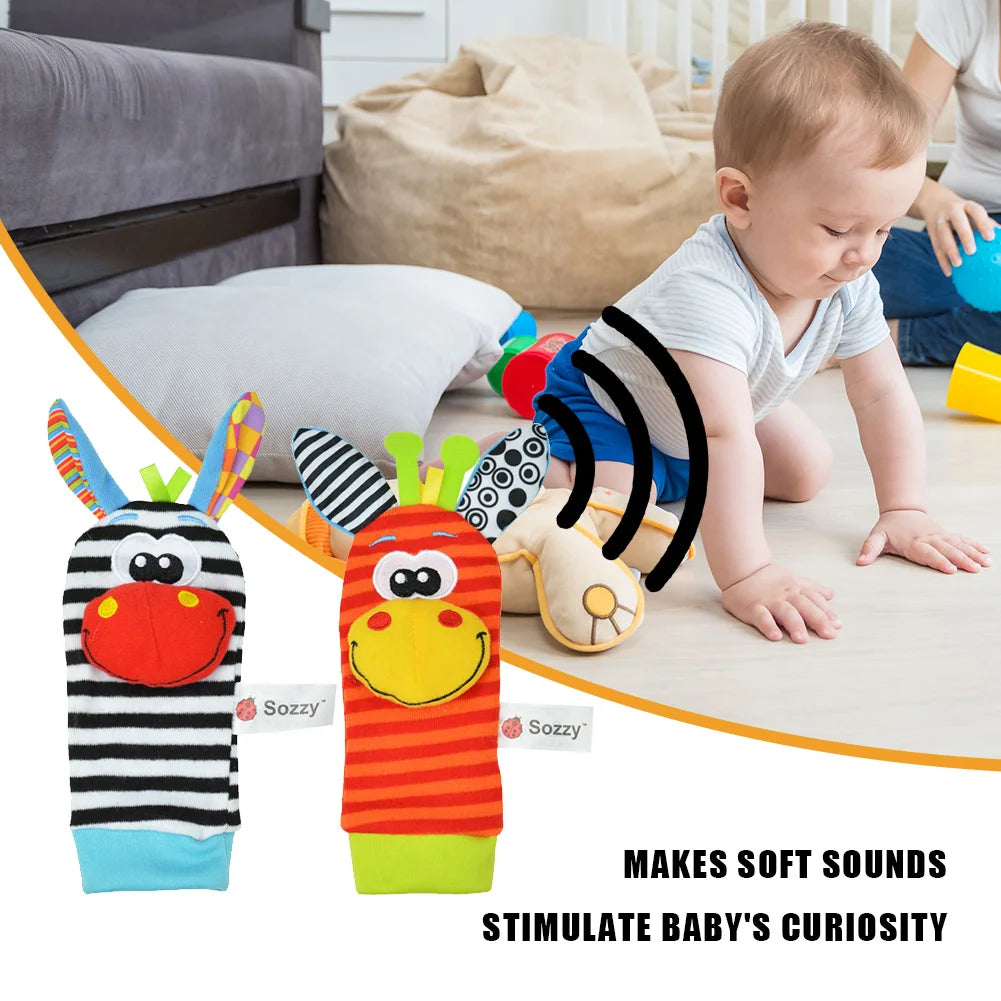 Cute Wrist Strap Rattles Socks Colorful Writleband Rattle Adjustable Brain-Development for 0-12 Months Baby