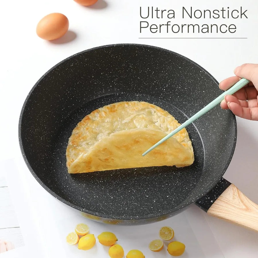 16PCS Pots and Pans Set Non Stick Cookware Set Nonstick with Cooking Set for Home Kitchen Cooking Durable Aluminum Construction