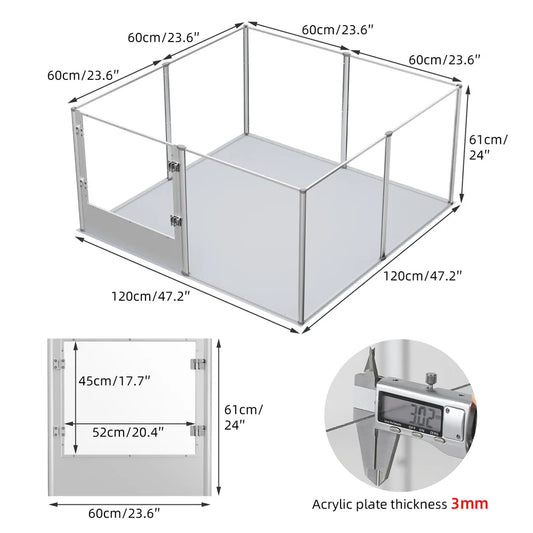 1Pc Large Acrylic Dog Playpen Cage Whelping Pen Box Indoor Enclosure Pet Clear Fence Puppy Playpen with Waterproof Fertility Pad