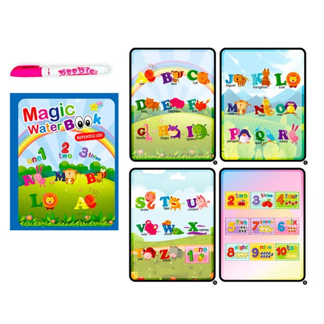 Children Learning  Education Toy Magic Water Book with Pen Baby Montessori Toys Drawing Coloring Books for Kids 2 to 4 Years Old