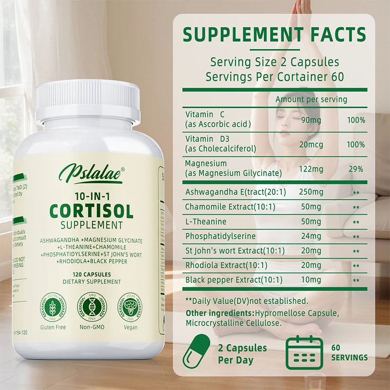 Cortisol Supplements - Improve Mood, Concentration and Relaxation, Relieve Anxiety and Promote Brain Nerve Health