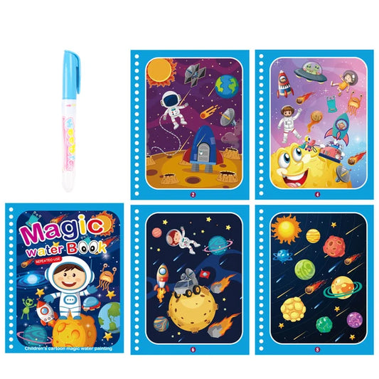 Children Learning  Education Toy Magic Water Book with Pen Baby Montessori Toys Drawing Coloring Books for Kids 2 to 4 Years Old