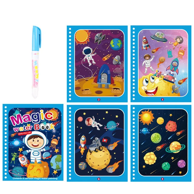 Children Learning  Education Toy Magic Water Book with Pen Baby Montessori Toys Drawing Coloring Books for Kids 2 to 4 Years Old