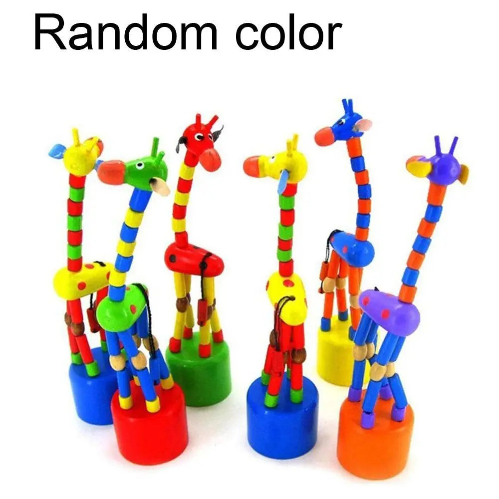 Baby Funny Decoration Standing Garden Home Colorful Toys Party Wooden Cartoon Swing Giraffe Rocking Dancing Giraffe Toy