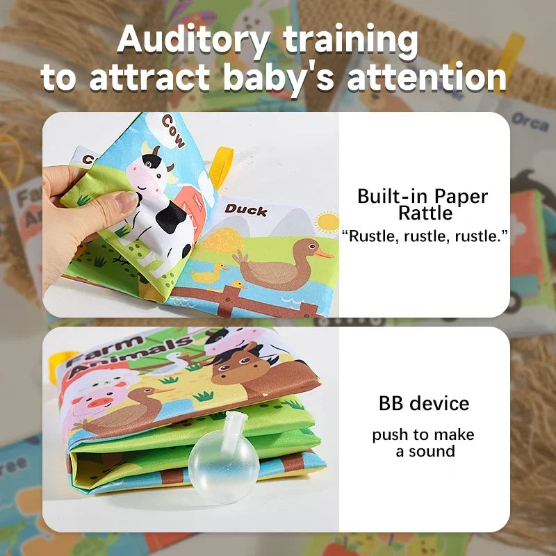 Baby Cloth Book Early Education Toys 0-12 Months Numbers Animal Family Cognitive Toys Soft Baby Books Infant Early Learning Toys