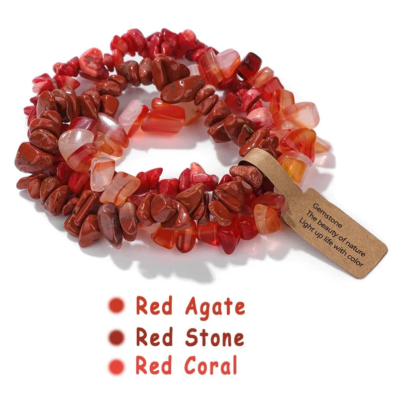 3pcs/set Natural Crystal Gem Stone Bracelet 5-8mm Irregular Amethysts Aquamarine Chips Beads Bracelets Women Men Elastic Jewelry