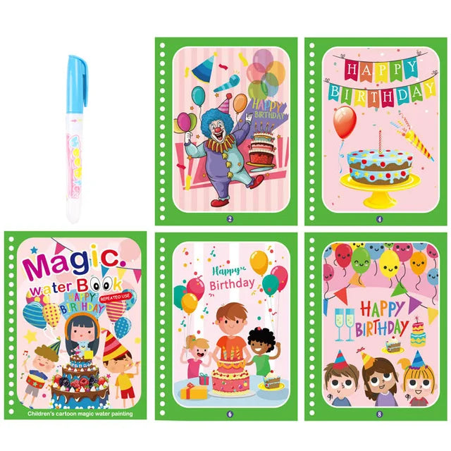 Children Learning  Education Toy Magic Water Book with Pen Baby Montessori Toys Drawing Coloring Books for Kids 2 to 4 Years Old