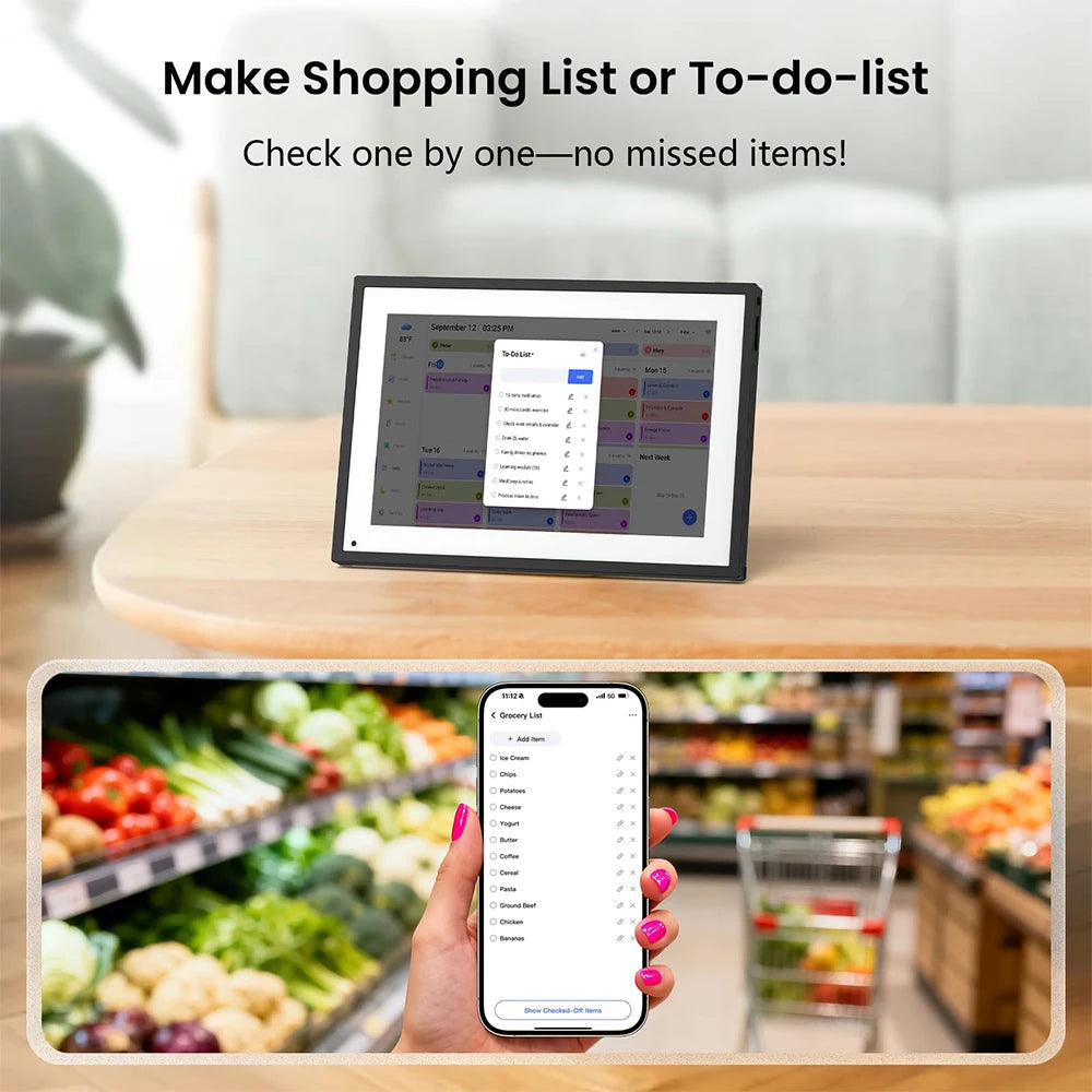 10.1" Digital Calendar Person Family Schedule Planning Interactive Touchscreen Smart Daily Weekly Monthly Planner Shared Album