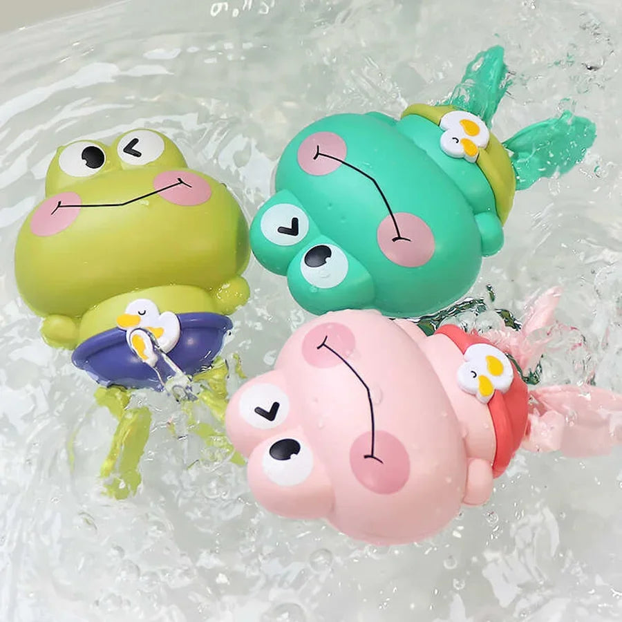 Baby Bath Toys Frog and Fish Wind Up Toys for Toddlers Bathtub Toys for Baby Floating Pool Games Swimming Bath Toys for Kids