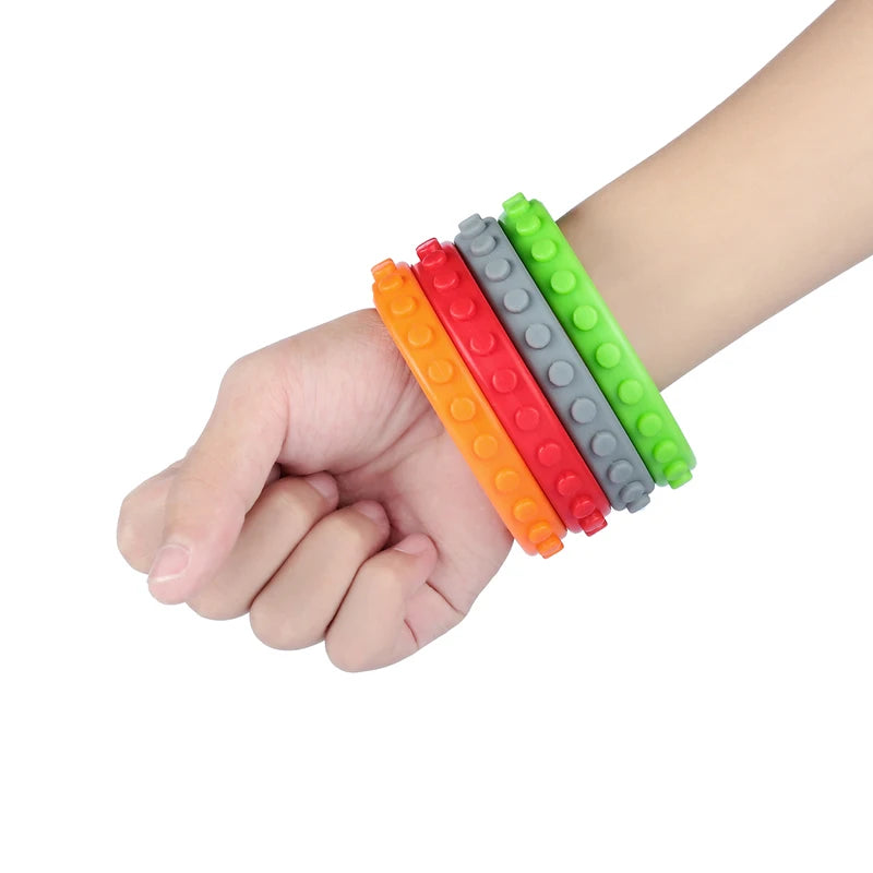 Baby Chewing Toys Teether Rings Wristband Infants Sensory Teething Bracelet Silicone Chews for Autism ADHD Children Gift
