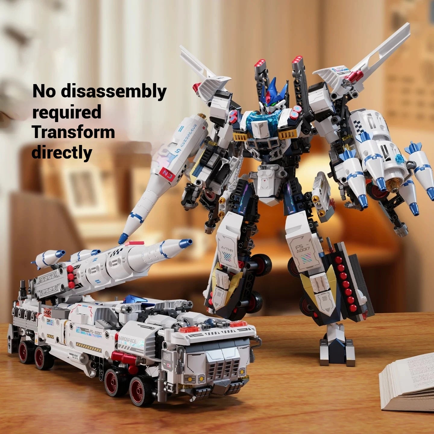 Building blocks car transforming robot toy, DIY assembly model