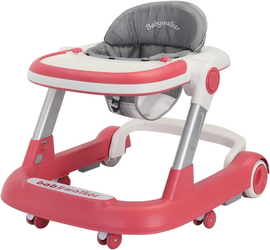 2-in-1 Baby Walker - Foldable, Height-Adjustable Push Cart with Anti-Roll Design , Stylish Baby Gear for 6-18 Months