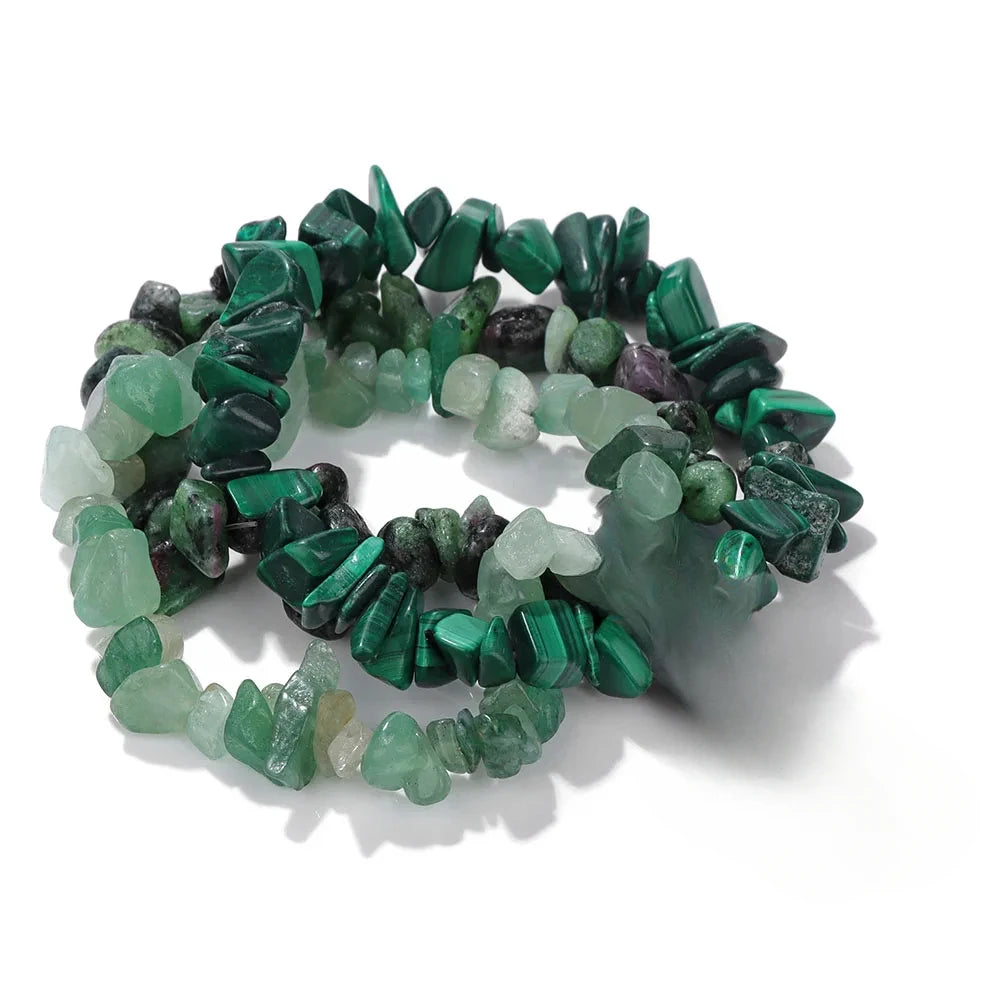 3pcs/set Natural Crystal Gem Stone Bracelet 5-8mm Irregular Amethysts Aquamarine Chips Beads Bracelets Women Men Elastic Jewelry