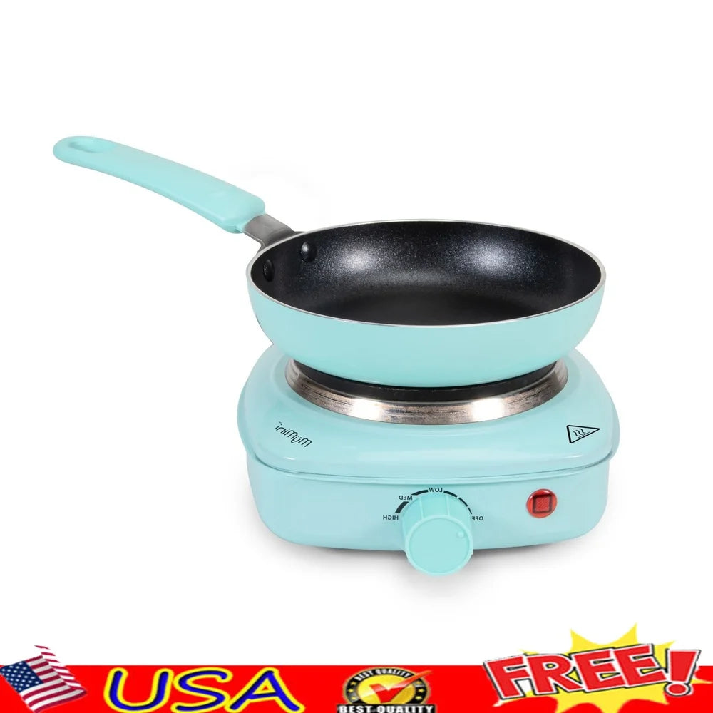 2 Piece Urban Cook Set Non-Stick Frying Pan Temperature Control Hot Plate Compact Cooking Gift College Travel Cooking