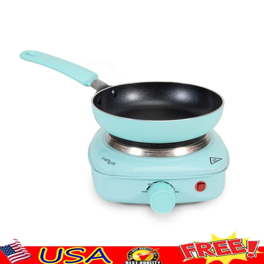 2 Piece Urban Cook Set Non-Stick Frying Pan Temperature Control Hot Plate Compact Cooking Gift College Travel Cooking