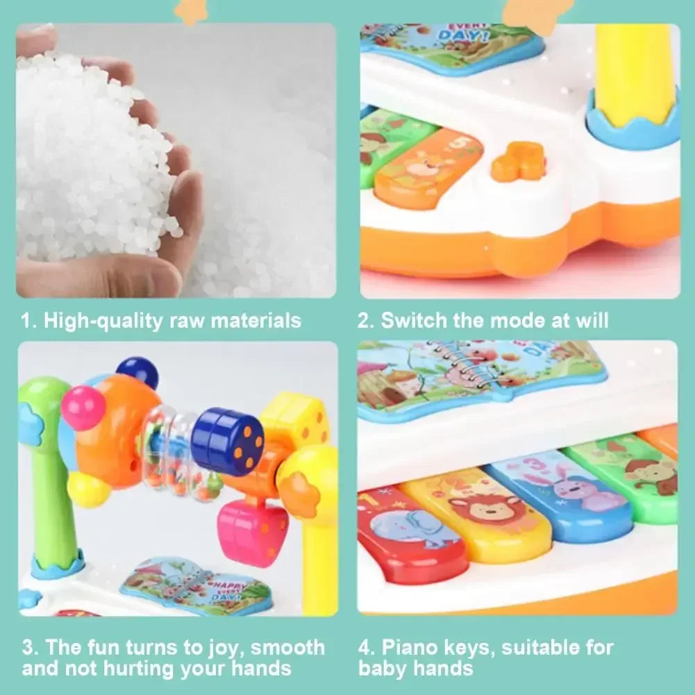 Baby Piano Toys Kids Rotating Music Keyboard Light Sound Musical Toy for Babies Montessori Educational Toy Gift Random Color