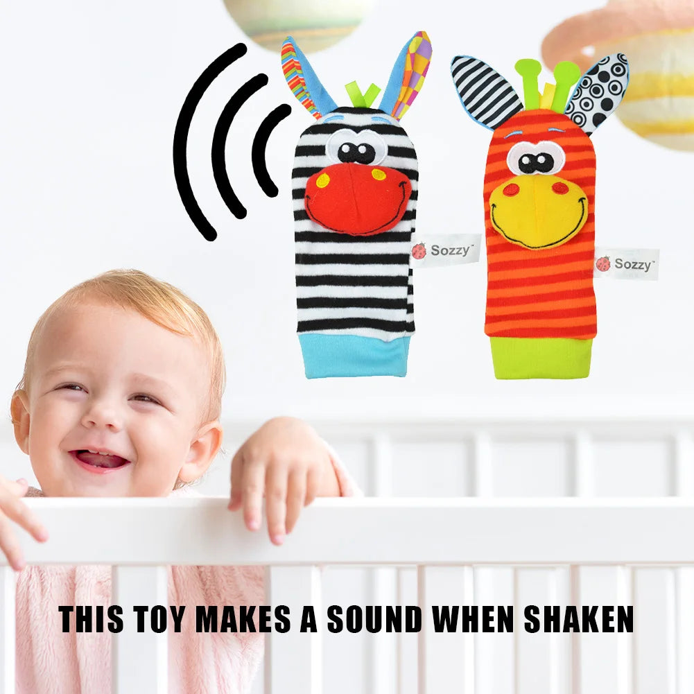 Cute Wrist Strap Rattles Socks Colorful Writleband Rattle Adjustable Brain-Development for 0-12 Months Baby