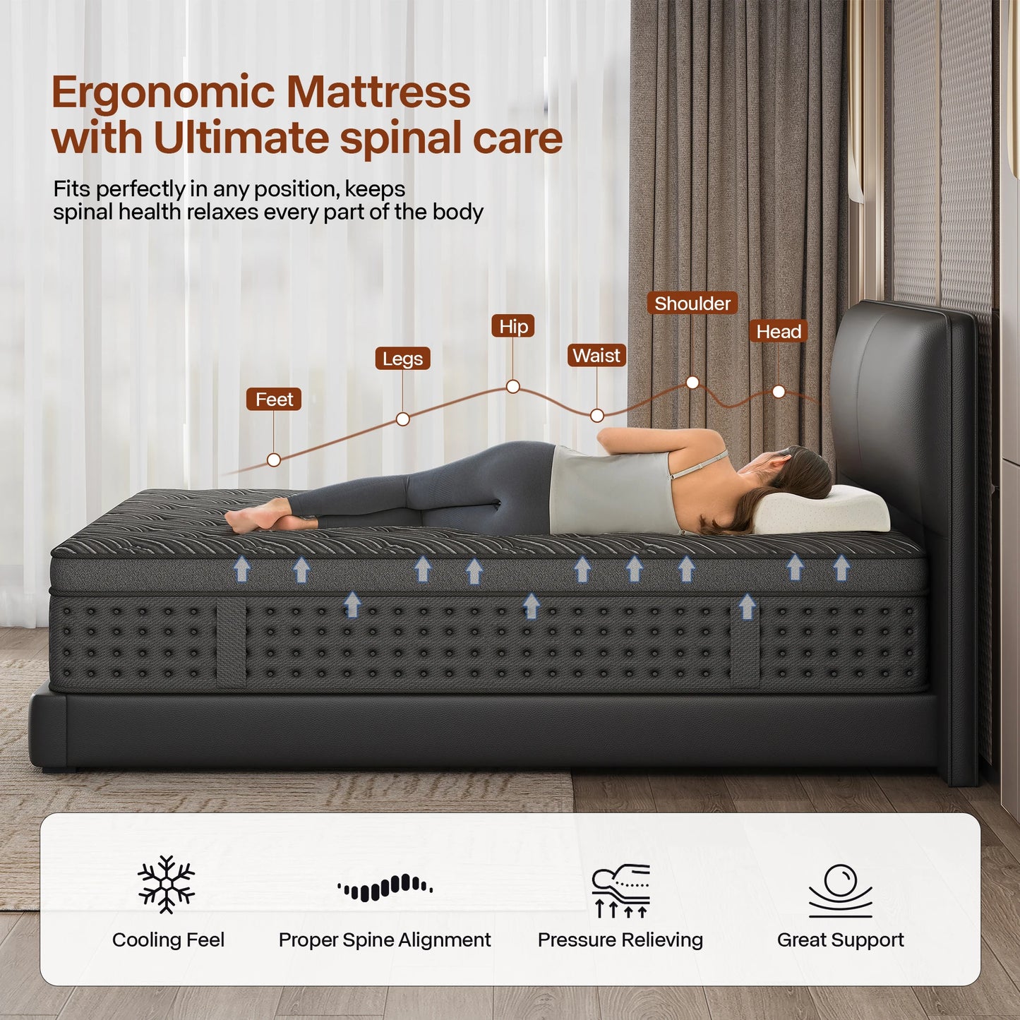 12IN Gel Memory Foam Mattress Queen Size Mattress Full Size Mattress Boxed Delivery Pressure-Relieving & Breathable Medium Firm