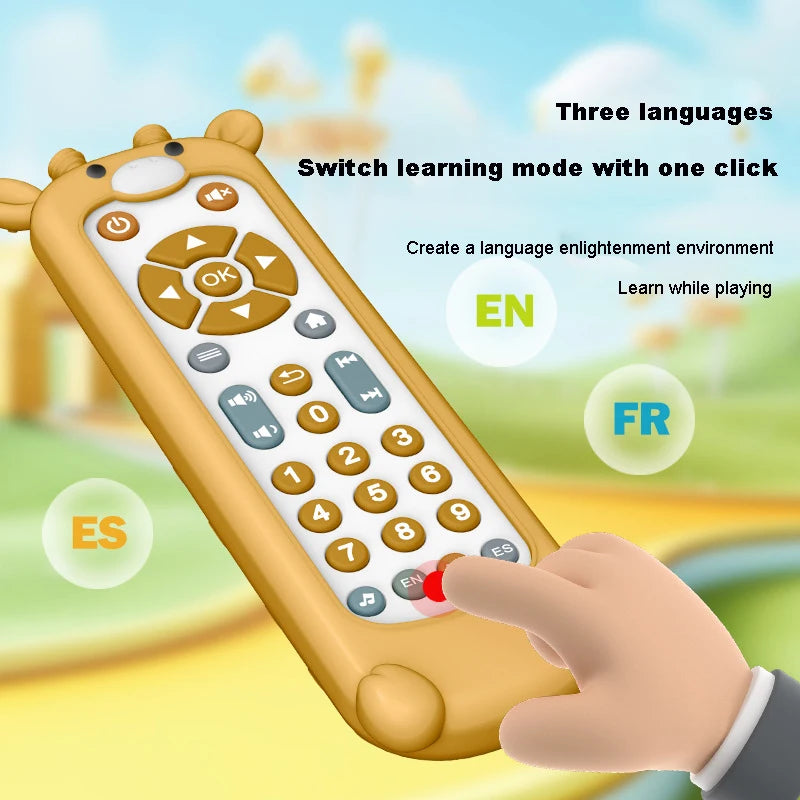 Baby Simulation TV Remote Control Cat Shape Toys Musical Light Sensory Kid Early Educational Learning Montessori Christmas present